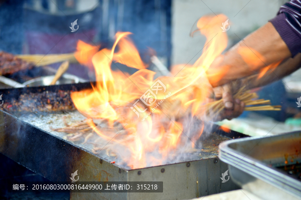 燒烤,魷魚,火焰