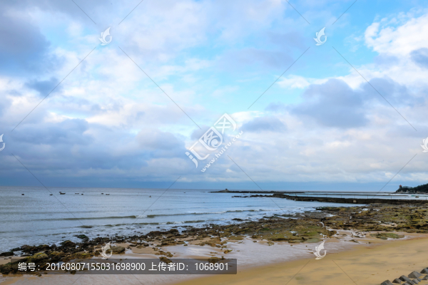 天空云彩,海,礁石