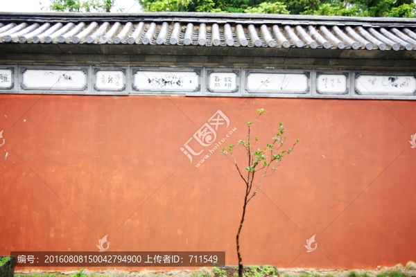 古典院墻建筑,紅墻灰瓦