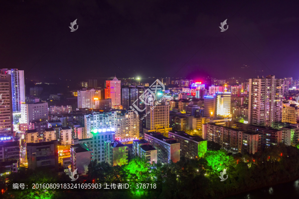湖北省恩施市鳥瞰圖夜景