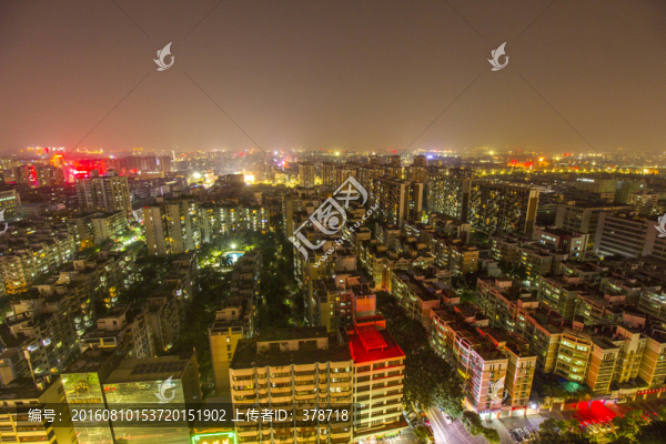 廣東省佛山市佛山鳥瞰圖夜景