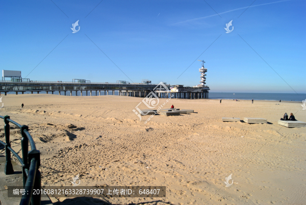 沙灘,大海,棧橋,燈塔