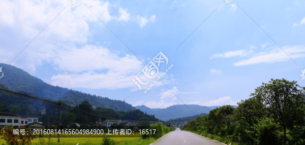 遠(yuǎn)山,村莊,稻田