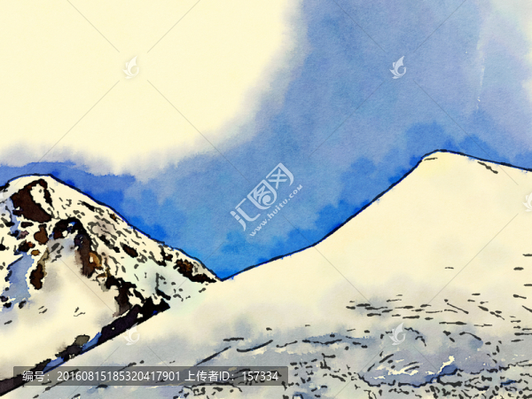 水彩,雪山