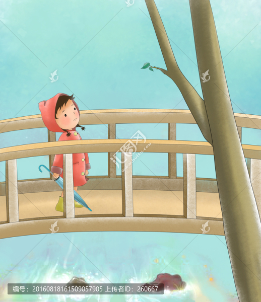 兒童插畫,過河