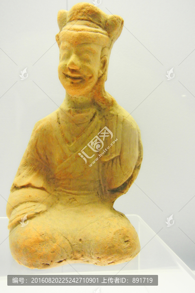 唐三彩,紅陶聽琴女俑