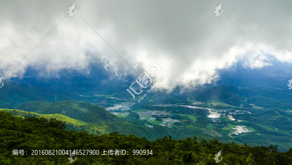 云霧,山脈,田野,田園