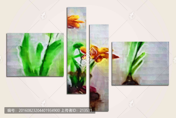 抽象組合畫,抽象三拼畫,抽象畫