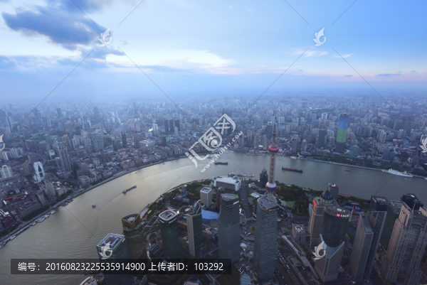 俯拍上海外灘風(fēng)光