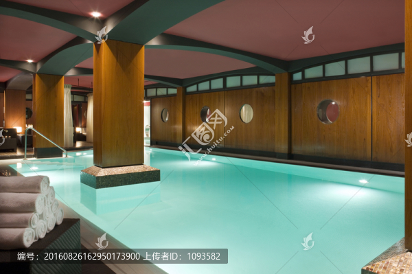 泳池,酒店,馬賽克,渡假酒店