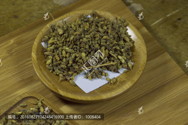 木板上中藥愧花