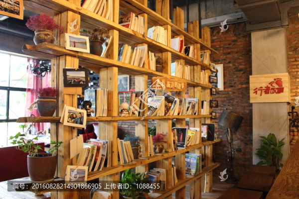 咖啡廳,內(nèi)景,書架,書,旅行