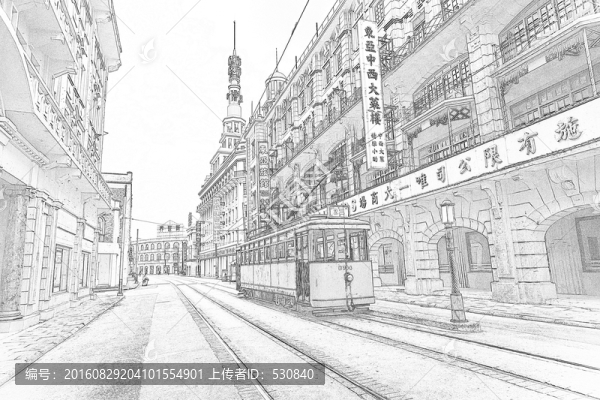 老上海,建筑線描