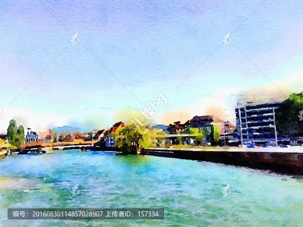 歐洲風(fēng)景水彩