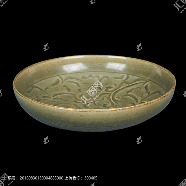 青釉刻花碗