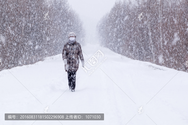 大雪中行走