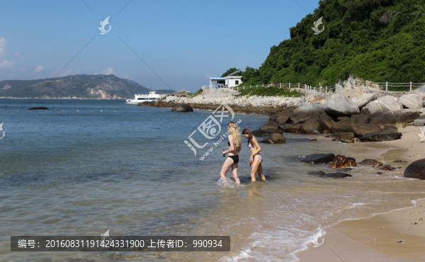 泳裝,夏日,海景,藍(lán)天