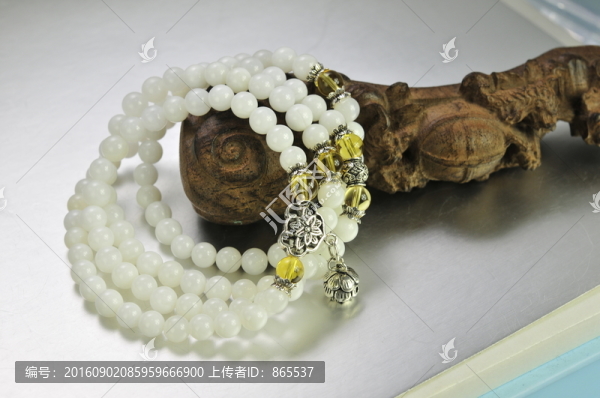 硨磲半玉化純銀如意蓮花手鏈和田