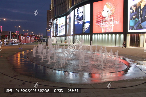 噴泉,商場(chǎng),夜景