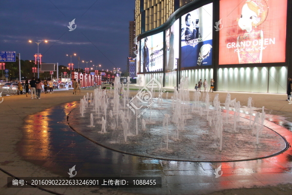 噴泉,商場(chǎng),夜景