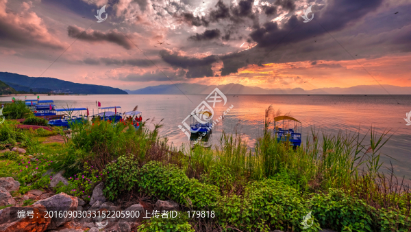 撫仙湖,夕陽