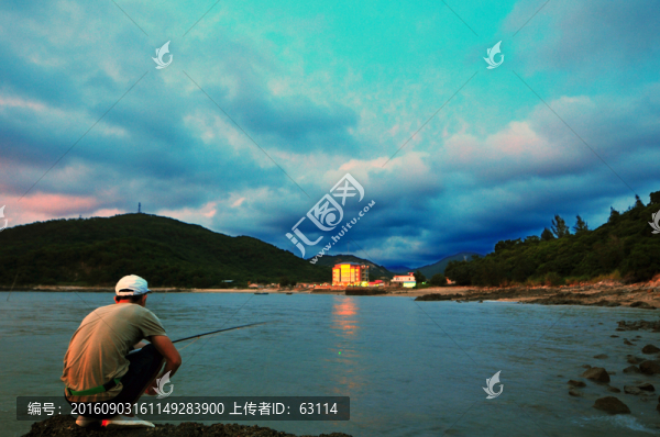 大海落日,海上晚霞,天空彩云