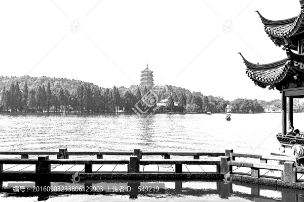 西湖風(fēng)光線描,未分層