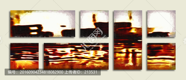 多聯(lián)抽象油畫(huà)壁畫(huà)背景墻