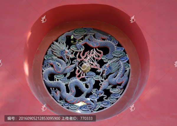 寺廟,窗戶,龍紋鏤空雕塑