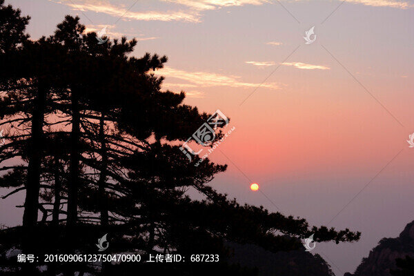 黃山風(fēng)光,黃山日出剪影