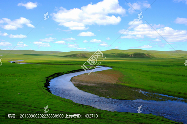 夏季草原濕地河流