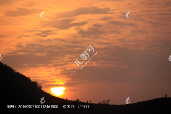 夕陽,,天空素材,紅霞