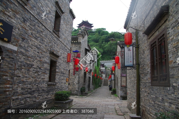 古鎮(zhèn),紅燈籠,石磚,小巷