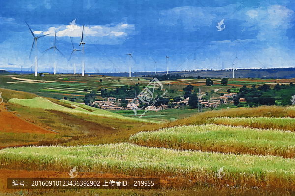 原野,風(fēng)電場