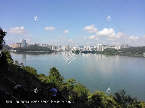 深圳實景深圳水庫東湖公園大壩