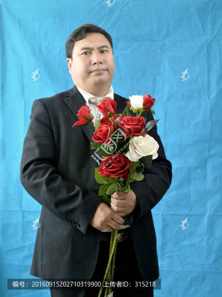 手持,玫瑰的,男人