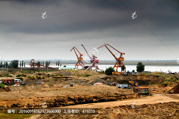 碼頭,吊車,松花江,吊車群