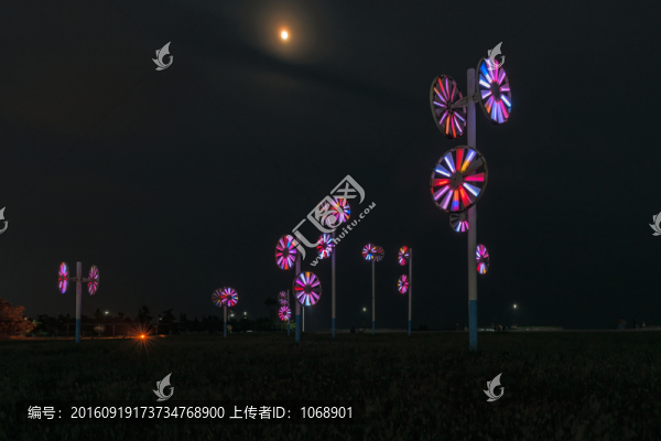 風(fēng)車彩燈,中秋,月亮
