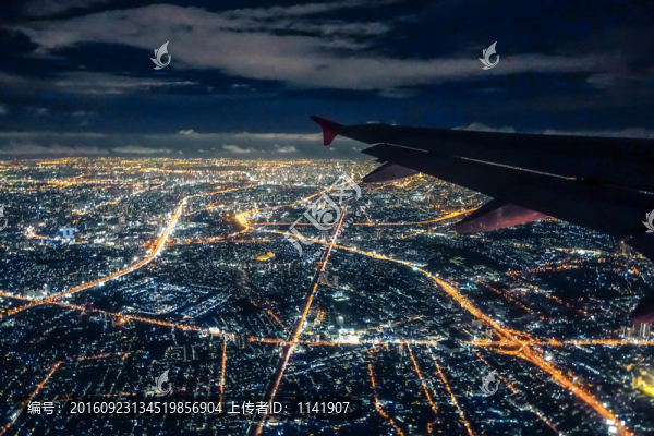 飛機上的夜景,泰國
