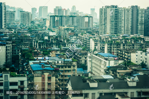 俯瞰城市,密集房屋