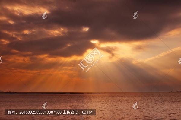 晨曦,霞光,海上日出,耶穌光