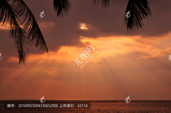 晨曦,霞光,海上日出,耶穌光