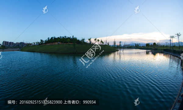 湖畔,夕陽