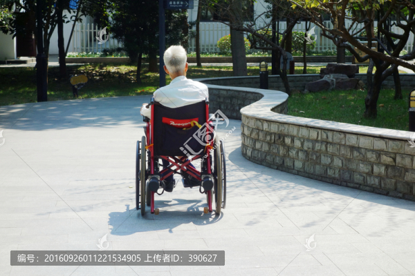 輪椅,晚年,老人,老年,公園