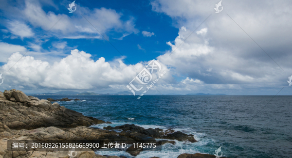 大海,白云,礁石,海浪,海島