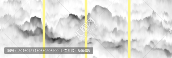 四聯(lián)水墨裝飾畫,合層