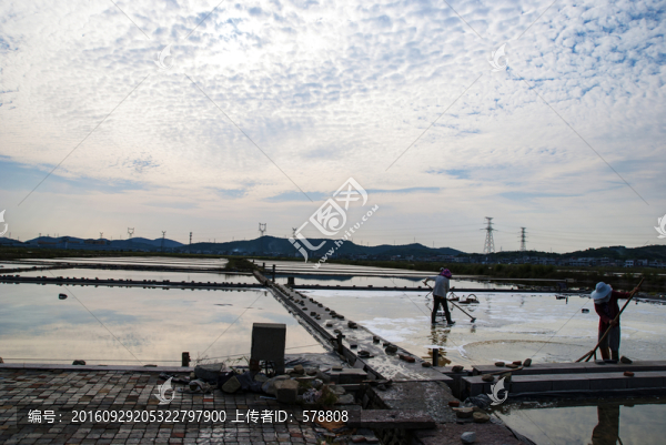 鹽田,藍(lán)天,白云,曬鹽