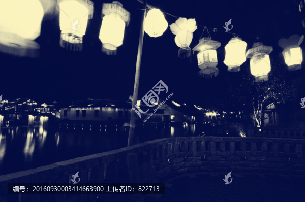 老照片江南古鎮(zhèn)夜景