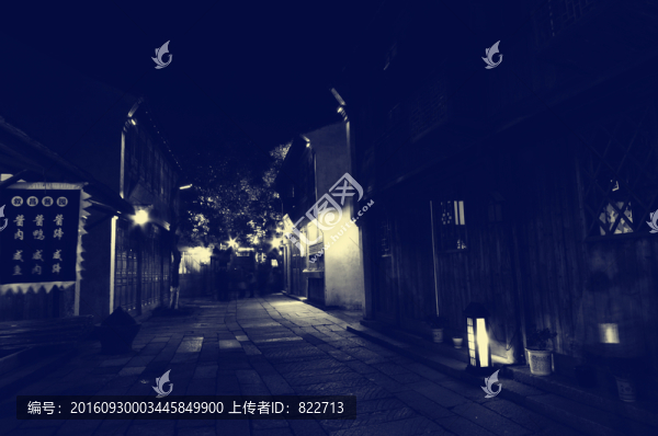 老照片江南古鎮(zhèn)夜景