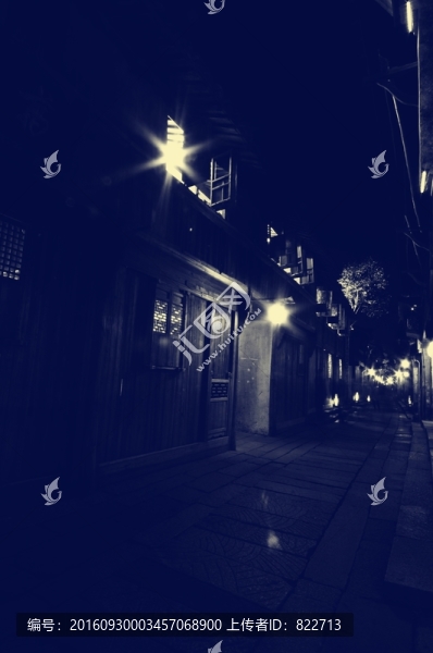 老照片江南古鎮(zhèn)夜景